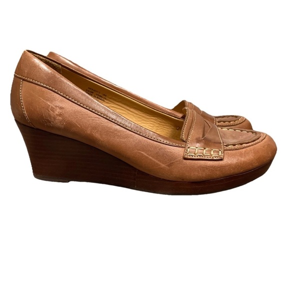 LL Bean leather penny loafer wedge Shoe Women’s size 10 Brown Classic - Picture 2 of 6